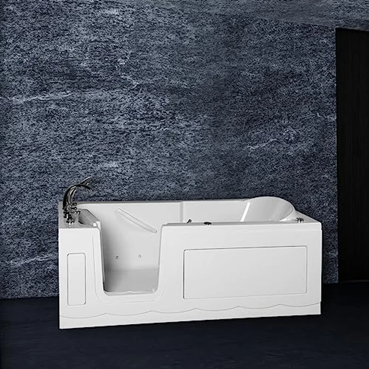 PureHaven Seniorenbadewanne 150x75 cm Sitz- und Whirlpool mit integrierter Tür, Weiß – Bild 2