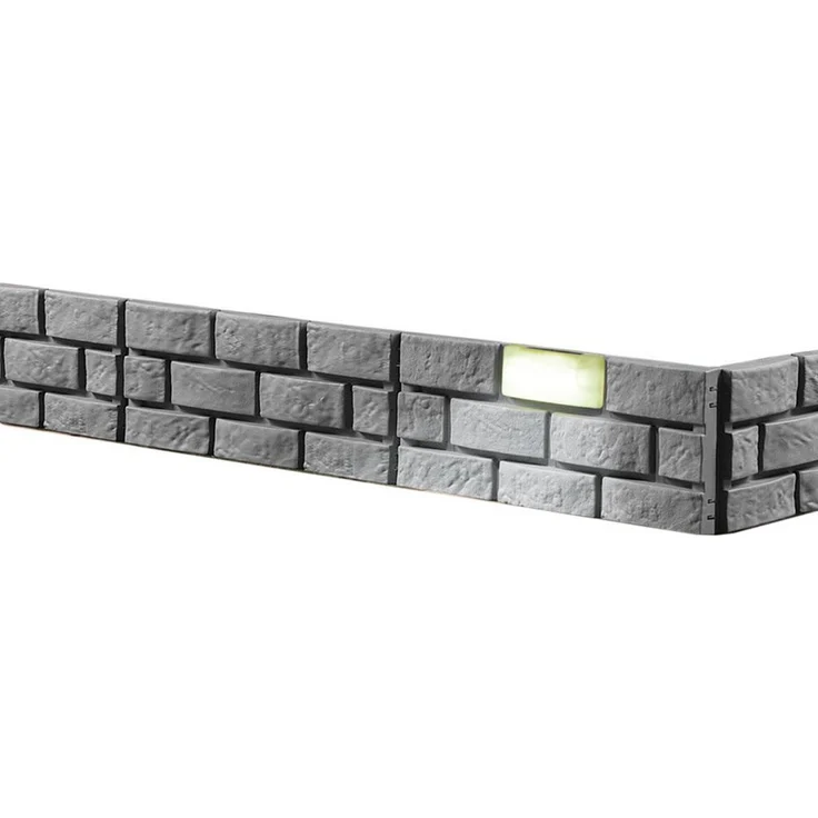 HTI-Living Beetumrandung Nessa Solar Steinmauer, Grau, Set mit 8 Modulen inkl. Solarleuchten, Zierzaun, Beetbegrenzung
