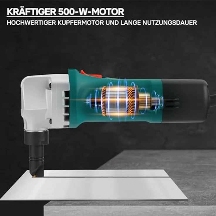 Wiltec Blechknabber 500W mit Schnitttiefe bis 2,5mm und um 360° drehbarer Knabberkopf – Bild 5