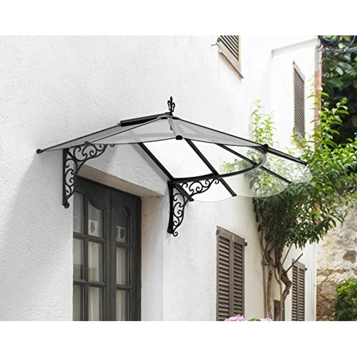 Palram Canopia by Vordach für Haustür Iris 1780 Pultvordach 175 x 125 cm Schwarz Sonnenschutz Haustürvordach inkl. Regenrinne – Bild 3