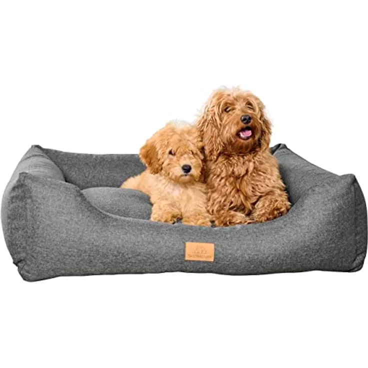 Tagträumer Hundebett Amy, waschbar, grau, 60 × 50 × 18 cm, kuschelig für kleine Hunde, ergonomisches Hundesofa, Bezug aus Polyester mit Recyclinganteil