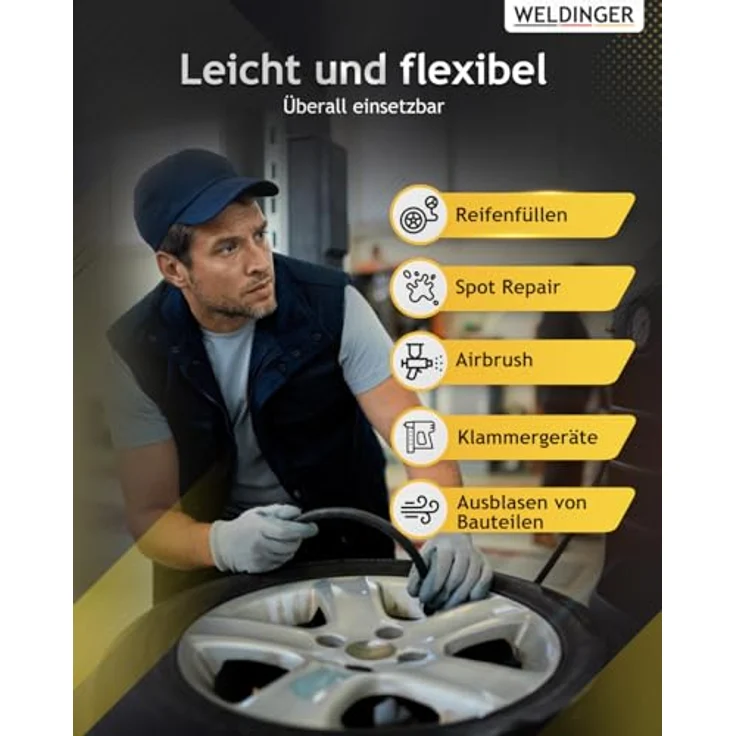 FK 65 pro Flüsterkompressor 90 l Luftabgabe innenbeschichteter Tank 9 bar max - Weldinger – Bild 3