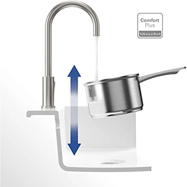 Villeroy & Boch Küchenarmatur Umbrella, Hochdruck Einhebelmischer mit schwenkbarem Auslauf, Edelstahl massiv – Bild 4