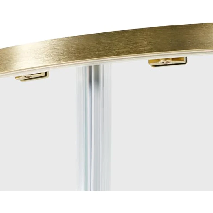 Beliani Duschkabine Gold, Halbrund 90x90 cm, 185 cm hoch, mit Sicherheitsglas, Aluminiumprofil und 2 Schiebetüren, Magnetschloss – Bild 4