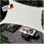 Duke-Handel Sonnensegel Rechteckig Vega Mit LED Beleuchtung Am Rand Aus Solarenergie Sonnenschutz Für Garten Oder Terrasse Wasserfest aus Polyester (Weiß 4x3m)