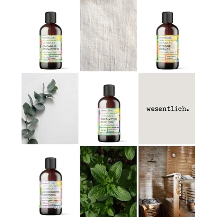 wesentlich. Saunaaufguss Lemongras-Litsea Cubeba, 100ml Braunglasflasche mit 100% naturreinen ätherischen Ölen für intensiven Saunaduft – Bild 2