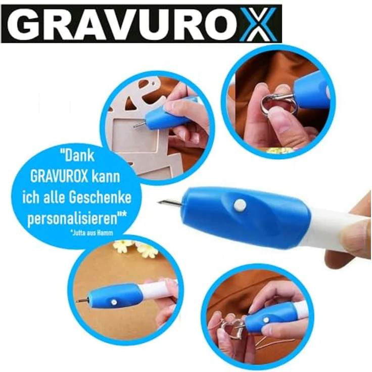 MAVURA GRAVUROX elektrischer Gravierstift, tragbarer Gravurstift für Metall, Kunststoff, Glas, Holz und Leder, kabellos, 17,5 cm – Bild 3
