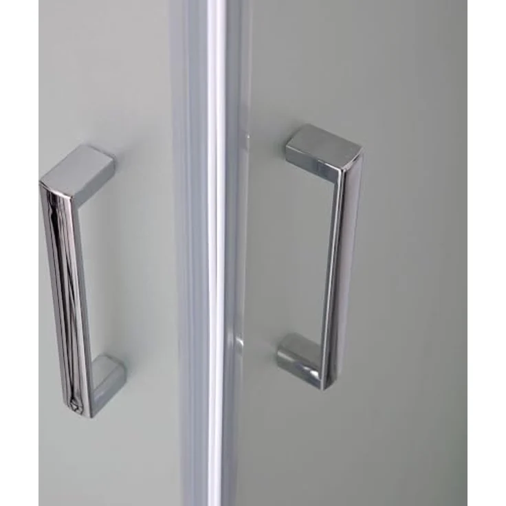 KIAMAMI VALENTINA Eckeinstieg Duschabtrennung 90 x 90 cm, 6mm satiniertes Glas mit verchromtem Aluminiumrahmen und Schiebetüren – Bild 3