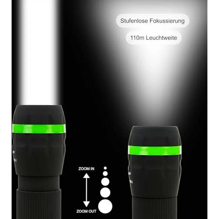 Taschenlampe HyCell Zoom Flashlight 55 Lumen inkl. 3 Micro AAA Batterien – Bild 3