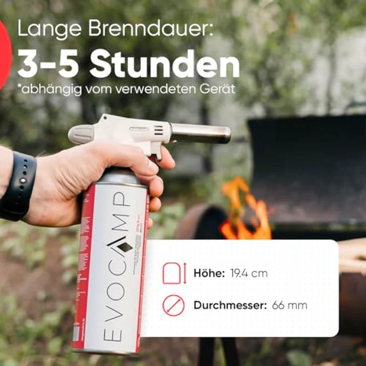 EVOCAMP Butan Gaskartuschen MSF-1a, 4er Pack à 227g für Campingkocher, Gasheizung und Grill, universell einsetzbar – Bild 3