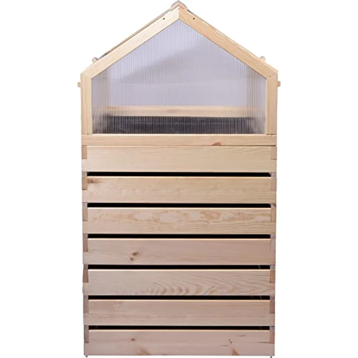 dobar® 58390FSCe XXL Frühbeet Hathi Masssivholz 500 L | Großer Pflanzkasten mit Gewächshaus | Abnehmbarer Frühbeetkasten | Anzuchthaus für Jungpflanzen | Riesen Hochbeet | 100 x 70 x 130 cm | Natur – Bild 2