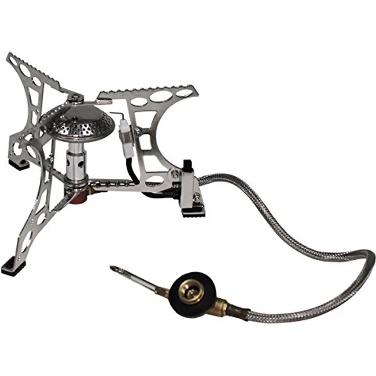 MFH klappbarer Hochleistungs Gaskocher 3000 W mit Schlauch und Piezo Zündung Outdoor Campingkocher Kocher
