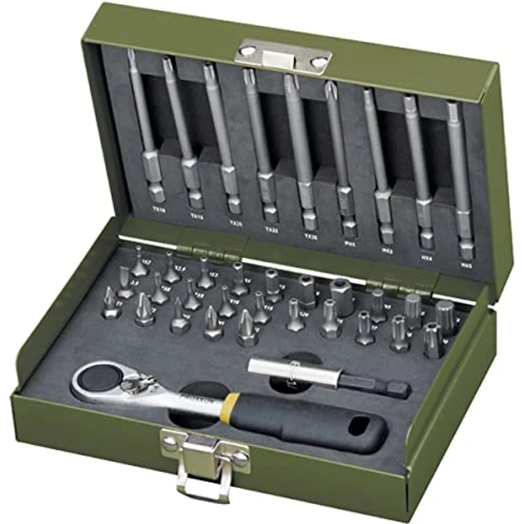 PROXXON INDUSTRIAL Bohrer- und Bitset 23109, MICRO-Bit-Ratsche mit 72-Zahn-Mechanismus und 1/4" Sechskantaufnahme – Bild 1