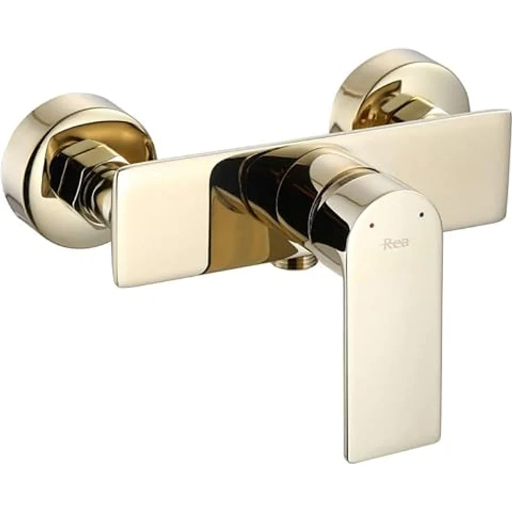 Rea Duscharmatur URBAN GOLD Einhebel Brausebatterie mit Duschkopf aus Messing Mischbatterie für Dusche Brausearmatur Bad (helles gold) – Bild 2