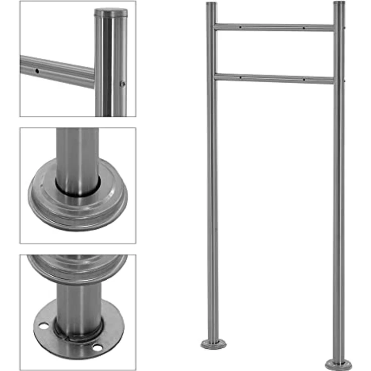 ECD Germany Standbriefkasten mit Zeitungsfach, Design Briefkasten mit Pfosten, Briefkastenanlage, Briefkastenständer Silber metallic 120 cm aus Edelstahl, Postkasten Anthrazit-Marmoroptik aus Stahl – Bild 5