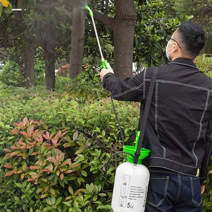 Retoo Drucksprüher 5 L Füllinhalt, Gartenspritze,Sprühgerät für den Pflanzenschutz, Drucksprühgerät, Universelle Sprühflasche für Essigsäure, Wasser, Dünger, Verstellbare düse, Spiralschlauch – Bild 3