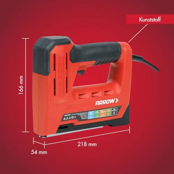 Arrow Elektrotacker ET501F, 5-in-1 Tacker für Klammern 10 mm - 14 mm und Nägel, rutschfester Softgriff, bis zu 60 Schüsse/Minute – Bild 3