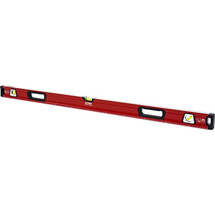STIER Premium Wasserwaage, mit Magnet und drei Libellen, 1200 mm, 0,5 mm/m, vertikal und horizontal messen, Spiegel-Lotlibelle, präzise Messung, Aluminiumlegierung, doppelt gefräste Oberfläche – Bild 1
