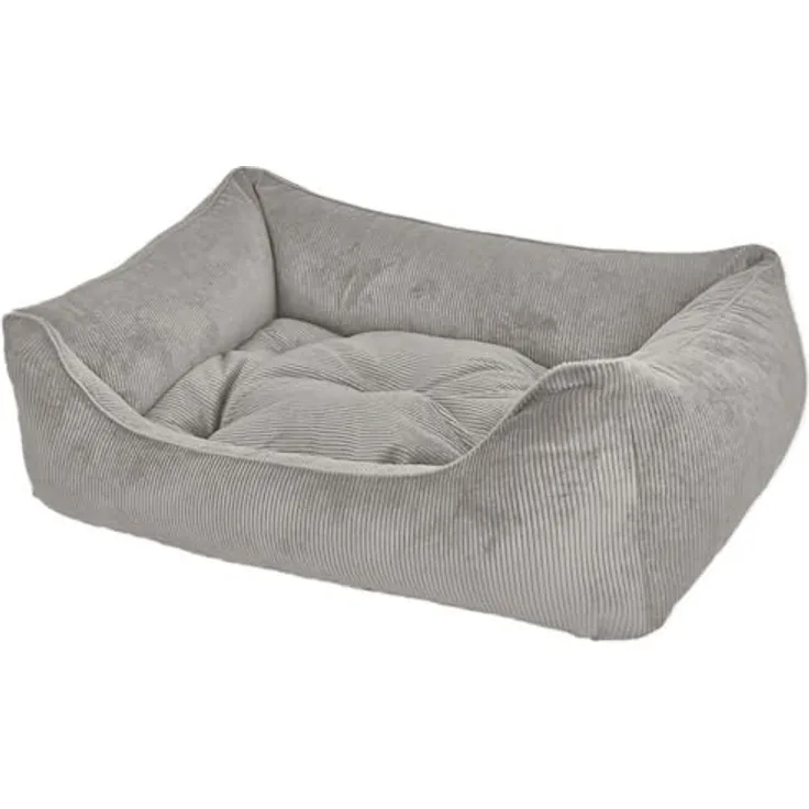 Dandy Dog Hundebett Relax Grey - abziehbar Bezug und Füllung waschbar Kuschelig robuster Samtcord hochwertige Qualität Made in Germany - Größe L