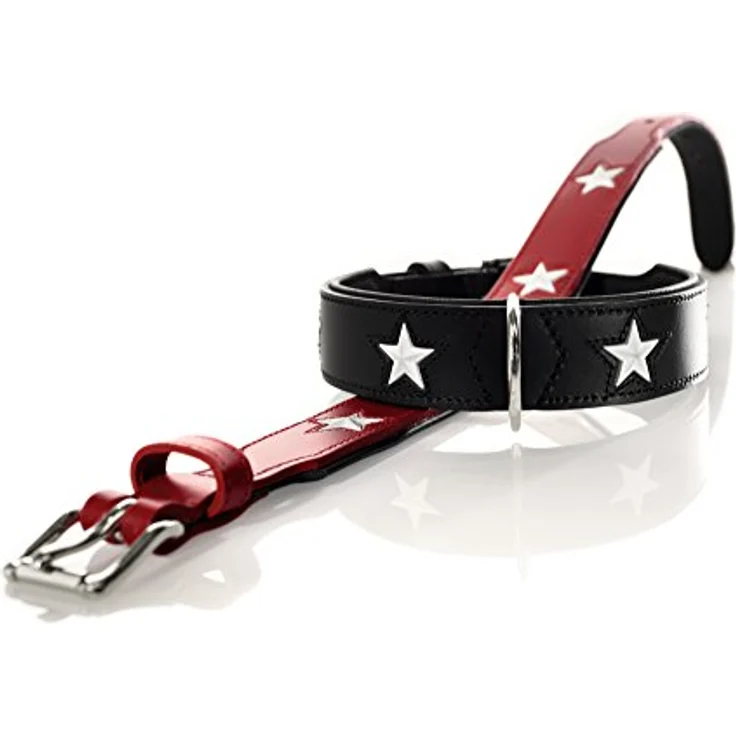 HUNTER MAGIC STAR Hundehalsband, mit Sternen, Leder, weich, 50 (S-M), schwarz – Bild 4