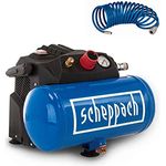 Scheppach Druckluft Kompressor HC06 ölfrei | 6L Kessel | 8 bar Arbeitsdruck | 1200 Watt Leistung | Ansaugleistung 200 L/min | mobil & kompakt Luftkompressor | inkl. 5m Schlauch