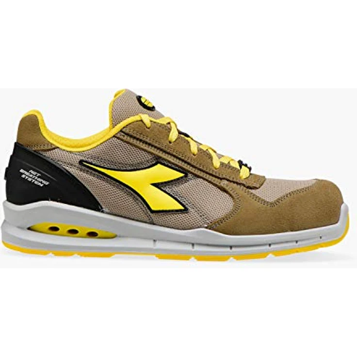 Utility Diadora Run Net Air, S1P Arbeitsschuh aus perforiertem Wildspaltleder mit atmungsaktivem Nylonfutter, schwarz/anthrazit/gelb – Bild 6