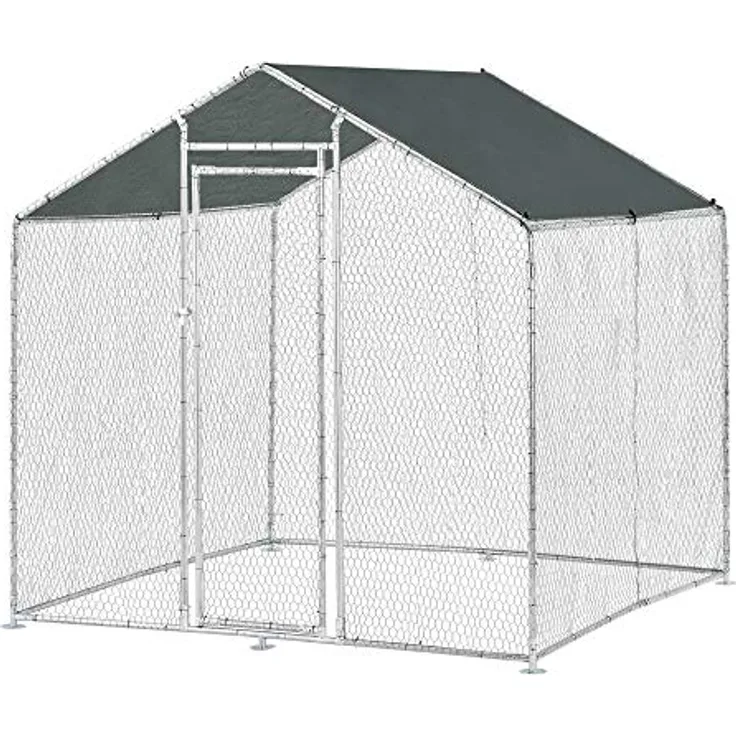 pro.tec Freigehege »Wels« mit Sonnendach, ideal für Kleintiere, 2 x 2 x 2 m, Silber mit dunkelgrünem Dach