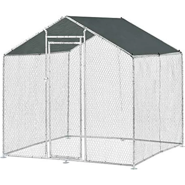 pro.tec Freigehege »Wels« mit Sonnendach, ideal für Kleintiere, 2 x 2 x 2 m, Silber mit dunkelgrünem Dach – Bild 1