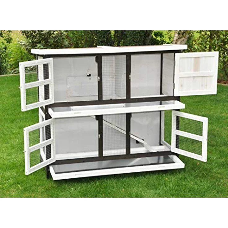 nanook System-Hasenstall Frederik, erweiterbar draußen wetterfest 120 x 50 x 104 cm, braun/weiß – Bild 3