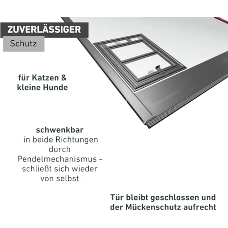 Windhager Katzenklappe für Insektenschutz Rahmentüren, schwenkbar, 20x25 cm – Bild 4