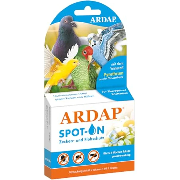 Ardap Insektenspray ARDAP Spot-On, Zecken- und Milbenschutz für Vögel, 2x 4,0 ml mit Pyrethrum – Bild 2