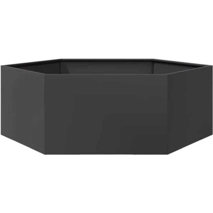 vidaXL Pflanzkübel Schwarz Sechseckig 138x120x45 Stahl, Witterungsbeständig und erhöhtes Design – Bild 1