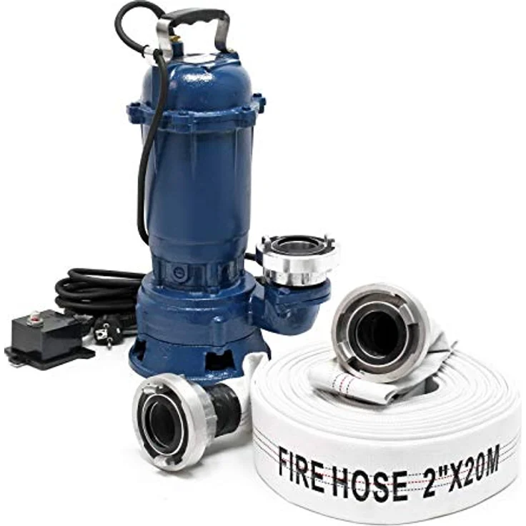 Wiltec XPOtool Schmutzwasserpumpe 1500W Tauchpumpe mit 22800l/h Fördermenge inkl. 20m Schlauch, robuste Konstruktion in Schwarz – Bild 1
