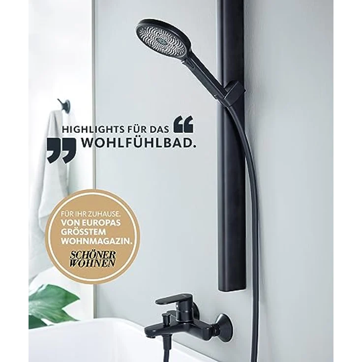 Schöner Wohnen Kollektion Handbrause 3-strahlig Biella, wasserspar Duschkopf, Duschbrause mit Anti-Kalk-Noppen, Typ 1/2 '' Anschluss, Mattschwarz – Bild 2