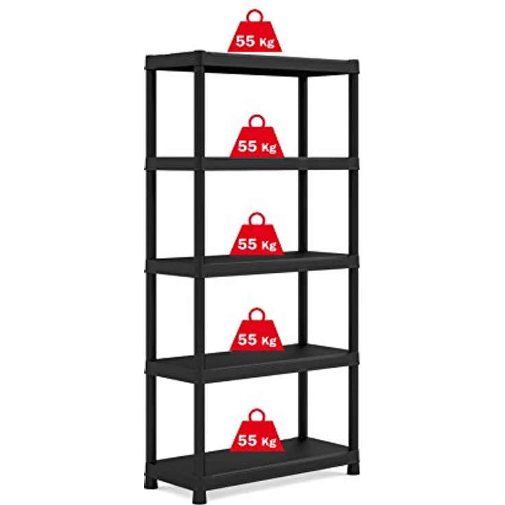 Keter Plus Kunststoffregal 90/40/5, schwarz, 90 x 40 x 182 cm – Bild 2