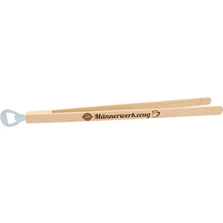 Spruchreif · XXL Grillzange mit Flaschenöffner · Grillwerkzeug · Grillzubehör · Hochwertiger Brandstempel Männerwerkzeug · Geschenke für Männer/Vatertag · Kombi-Grillzange aus Holz · 45 cm