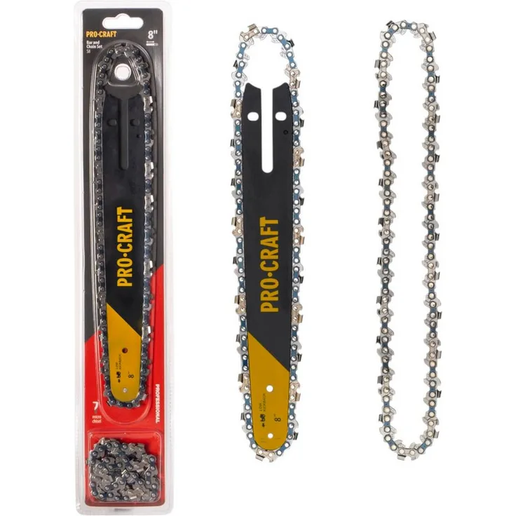 PRO CRAFT S8 Ersatzkette Set mit 2x Sägekette 46 TG und 20 cm Führungsschiene für PKA32Li