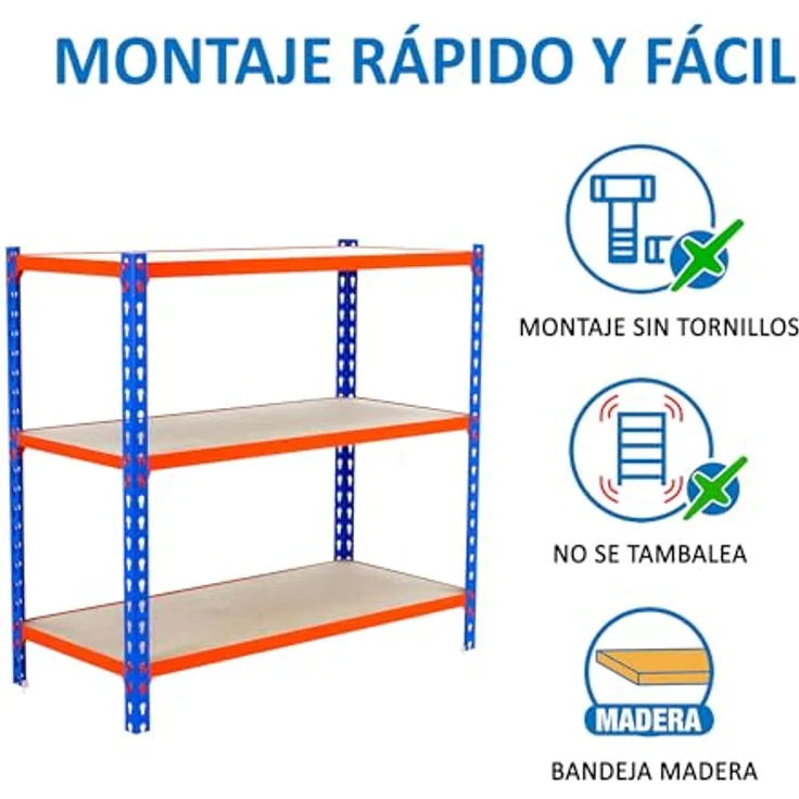 Simonrack Maderclick SuperPlus Metallregal, belastbar bis 200 kg pro Boden, 3 Böden, blau, Stecksystem – Bild 5