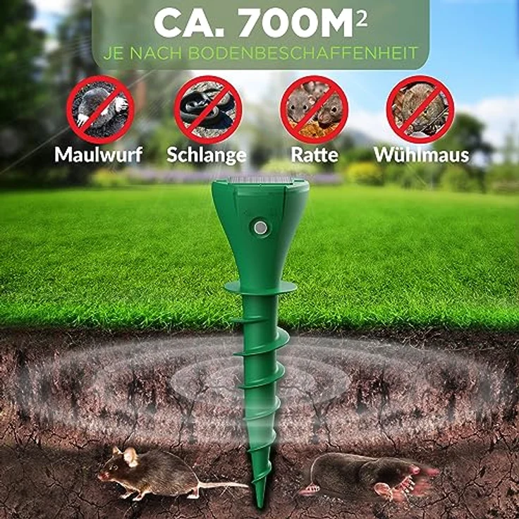 ISOTRONIC Maulwurfvertreiber Solar zum Eindrehen Einschrauben I Maulwurfschreck für den Garten I Maulwurfabwehr, Wühlmausvertreiber, Wühlmausschreck, IP65 (8) – Bild 7
