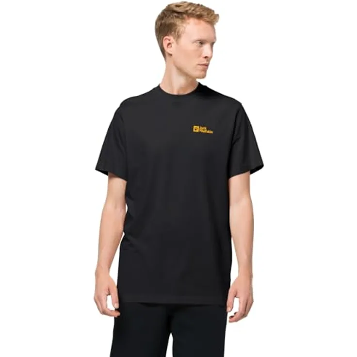 Jack Wolfskin Essential T M Herren Shirt, atmungsaktives Organic Cotton, Schwarz, Größe S