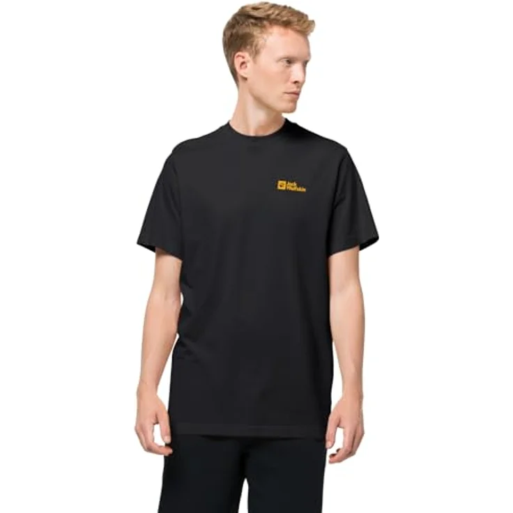 Jack Wolfskin Essential T M Herren Shirt, atmungsaktives Organic Cotton, Schwarz, Größe S – Bild 1