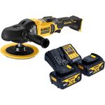 DeWalt DCM 849 M2, Akku Exzenter Poliermaschine 18 V, 180 mm, Brushless mit 2x 4,0 Ah Akkus und Ladegerät