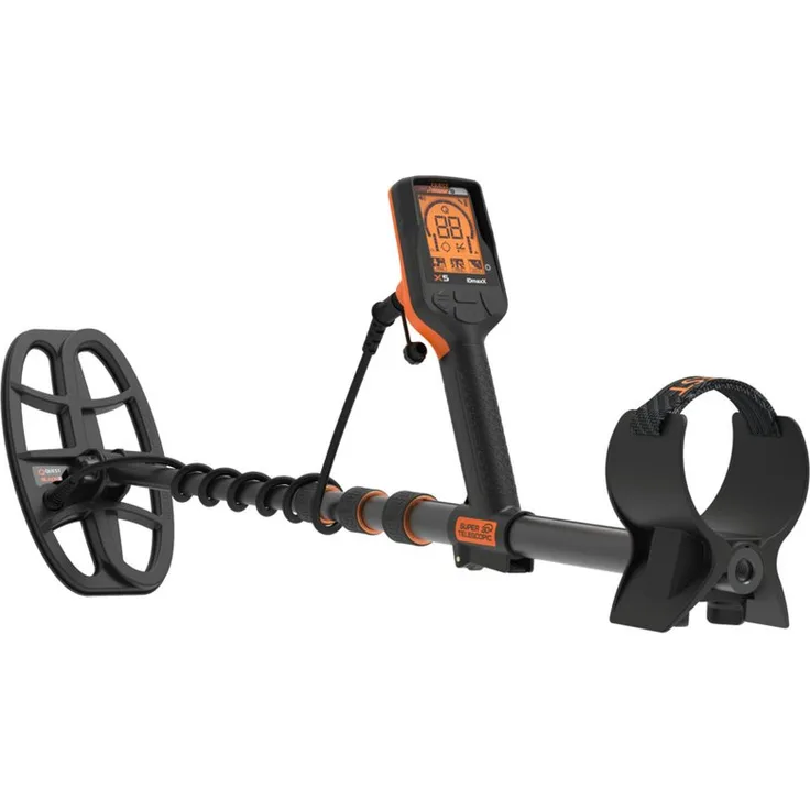 Quest X5 IDmaxX, Profi-Metalldetektor mit wasserdichter Blade9 Suchspule und 18 Stunden Akkulaufzeit