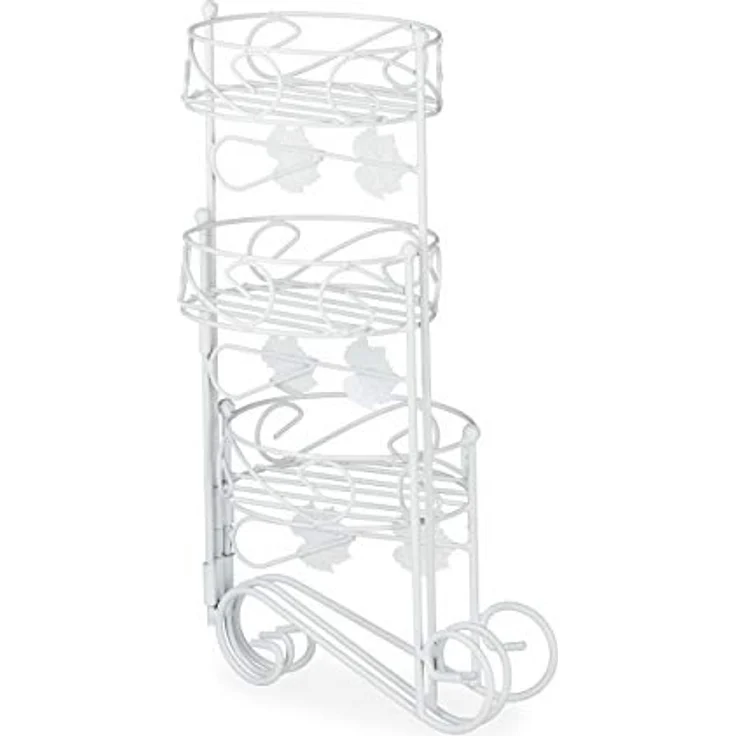 Relaxdays Blumenständer Metall, 3 Etagen, zum Klappen, dekorative Blumentreppe, vintage, innen & außen, H: 40 cm, weiß – Bild 6