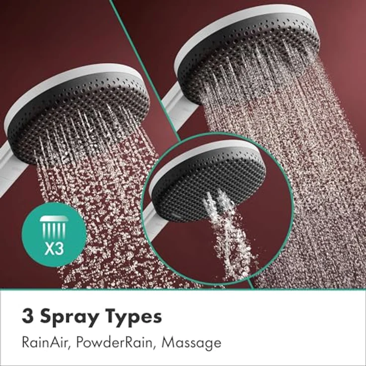 hansgrohe Raindance Alive Select S, Runde Handbrause mit 3 Strahlarten, 125 mm Durchmesser, Anti-Kalk, matte weiss, 10.30 l/min – Bild 3