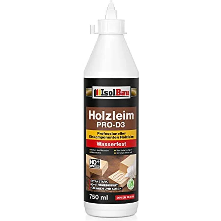 Isolbau Holzleim PRO-D3, 750 ml, extra starker wasserfester Holzkleber für Innen & Außen, lösemittelfrei, hohe Festigkeit – Bild 1