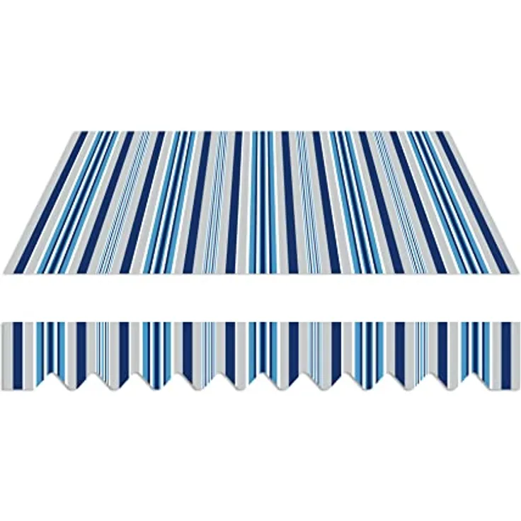 home Trends Markisenstoff 4m Markise mit Volant 4 x 3 m Markisenbespannung ersatzstoff 387 x 300cm Balkon Markise wasserabweisend & Sonnenschutz Ersatz Markisentuch P3016-Blau Weiß Grau Gestreift - Preisvergleich