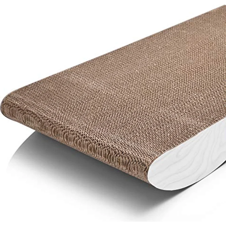 CanadianCat Company | Kratzkarton Comet L | 60 x 29 x 7 cm | Kratzmöbel, Kratzbrett | XL Qualitäts-Pappe +Katzenminze | weiß Holzoptik – Bild 5