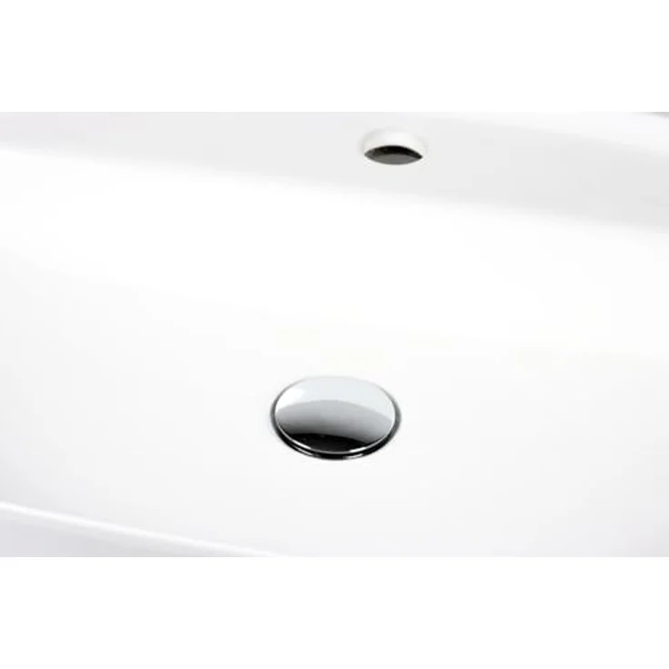 STABILO Sanitaer Keramik Aufsatz Waschbecken Oval 600 x 420 x 135 mm Anschlussset weiß mit Ablage – Bild 3