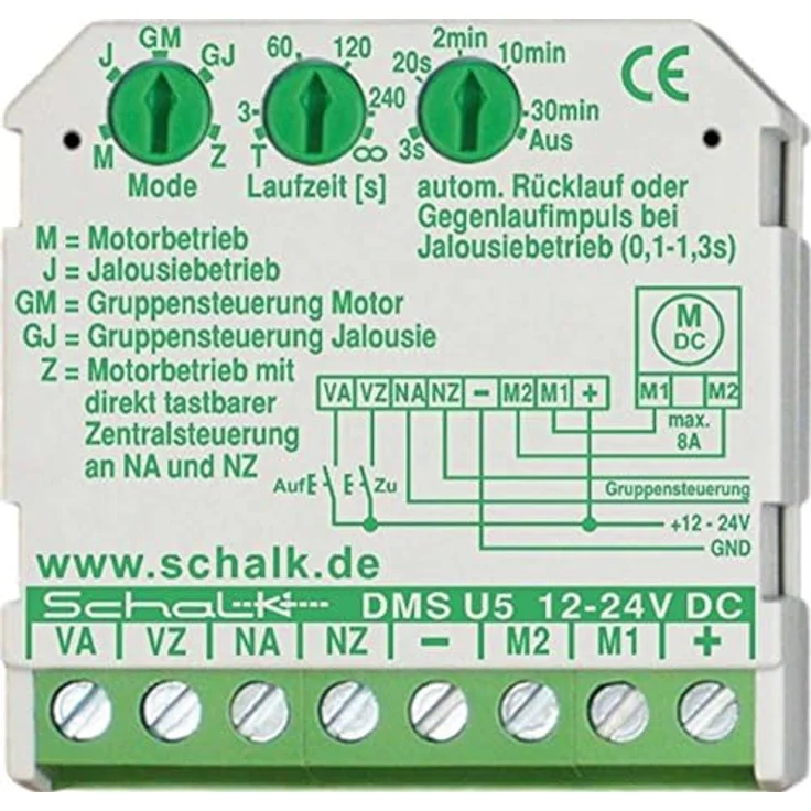 Schalk DMS U5 Auf/Zu-Steuerung, Zeitschaltuhr 12-24V DC, grau, 2 Schließer, Unterputz, mit Memory-Funktion, geeignet für Windsensor und Regensensor – Bild 2